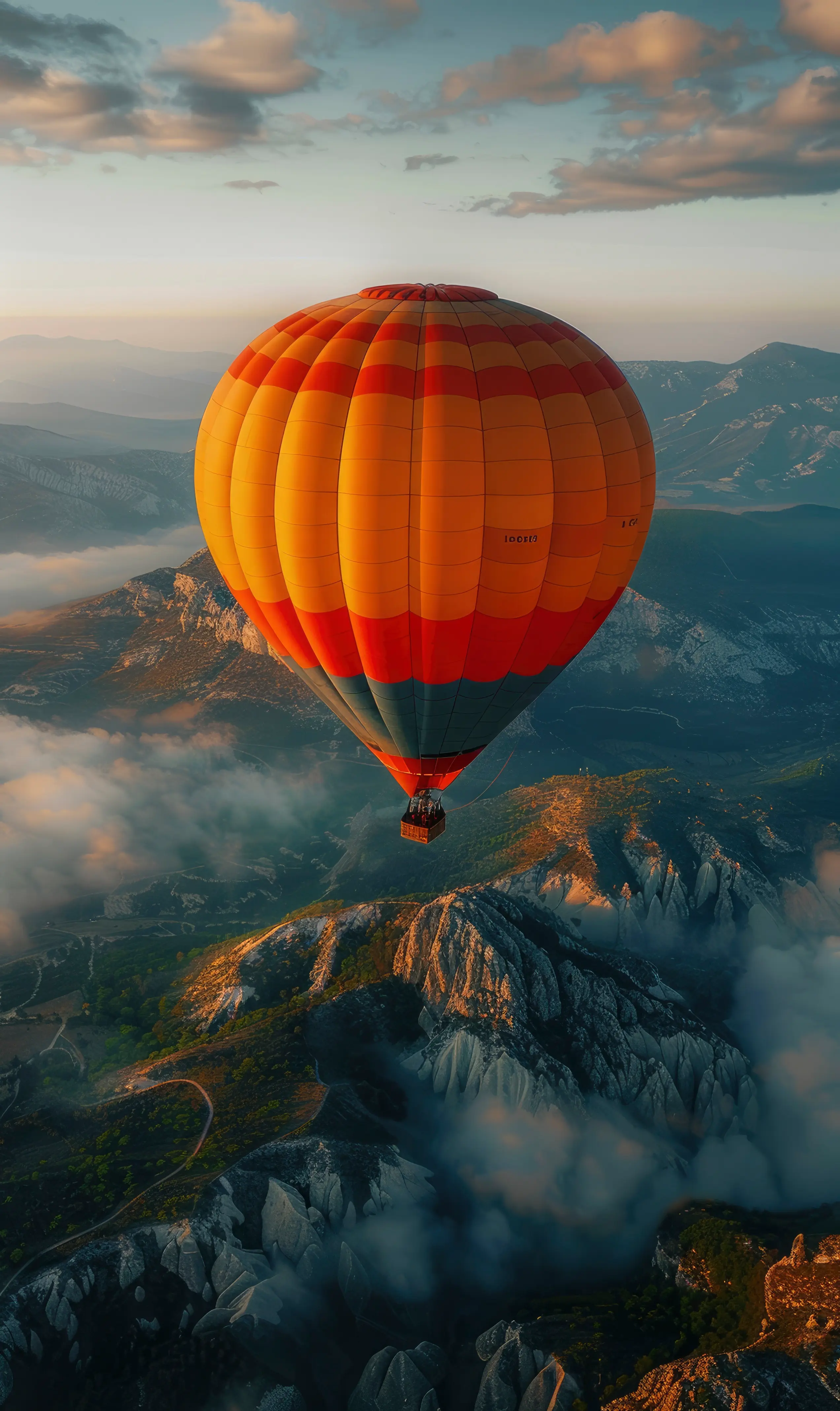Hot air balloons at sunrise in Cappadocia